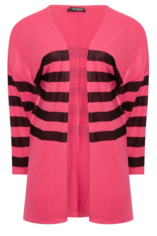 Curve Plus Size Pink & Black Stripe Cardigan | Yours Clothing  7