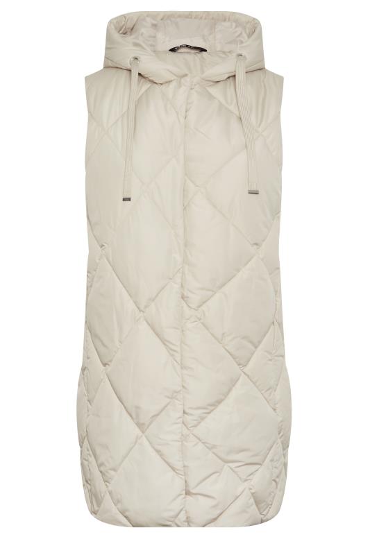 YOURS Plus Size Ivory White Diamond Quilted Midi Gilet | Yours Clothing 8