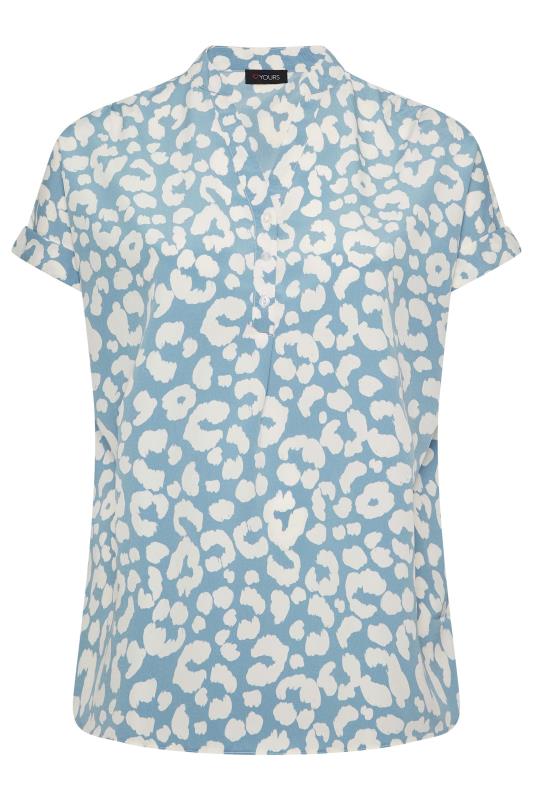 YOURS Plus Size Blue Animal Print Half Placket Blouse | Yours Clothing  6