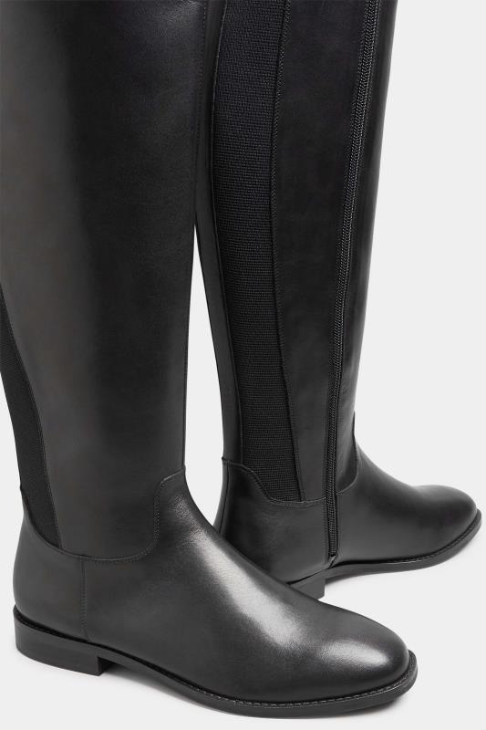 LTS Black Leather Knee High Boots In Standard Fit | Long Tall Sally 5