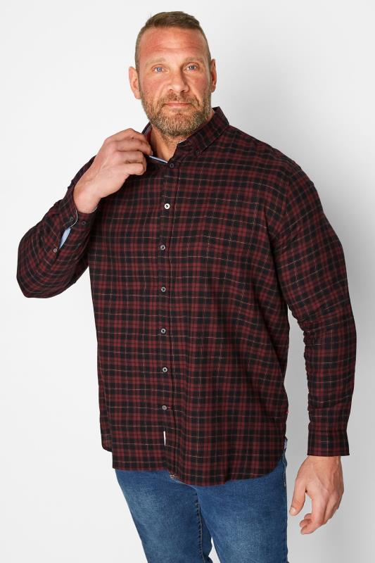 Men's  D555 Big & Tall Burgundy Red Check Flannel Shirt