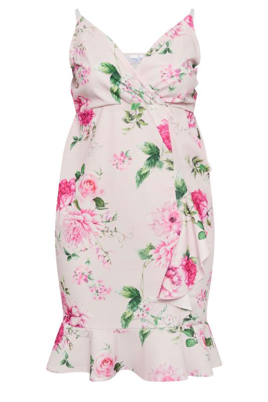 YOURS LONDON Plus Size Pink Floral Print Ruffle Midi Dress | Yours Clothing 5