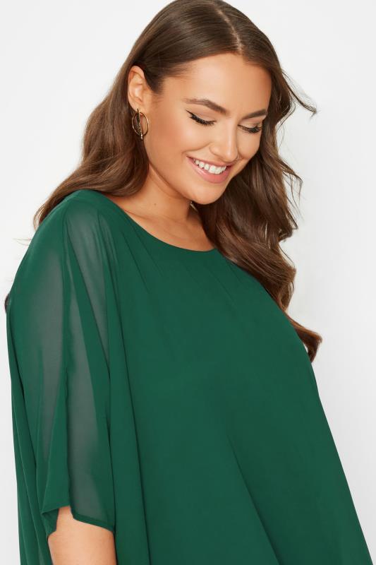 YOURS LONDON Curve Forest Green Chiffon Cape Blouse 4