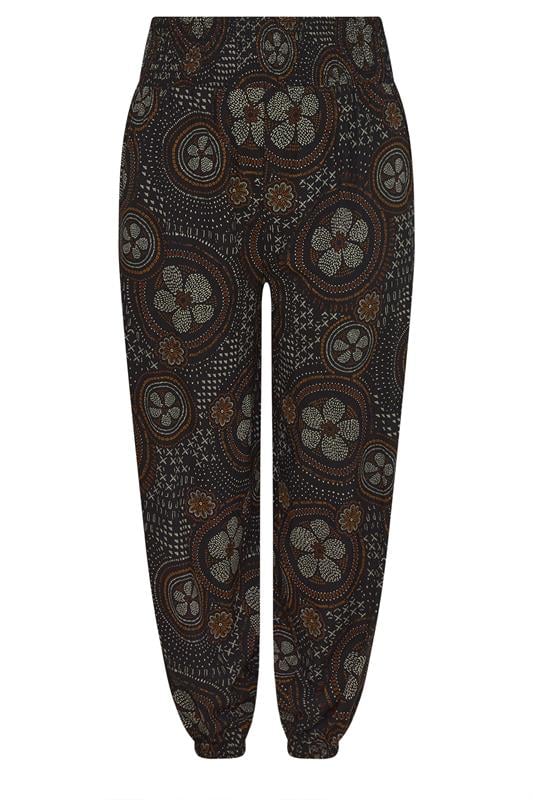 YOURS Plus Size Black Abstract Floral Balloon Trousers | Yours Clothing 5