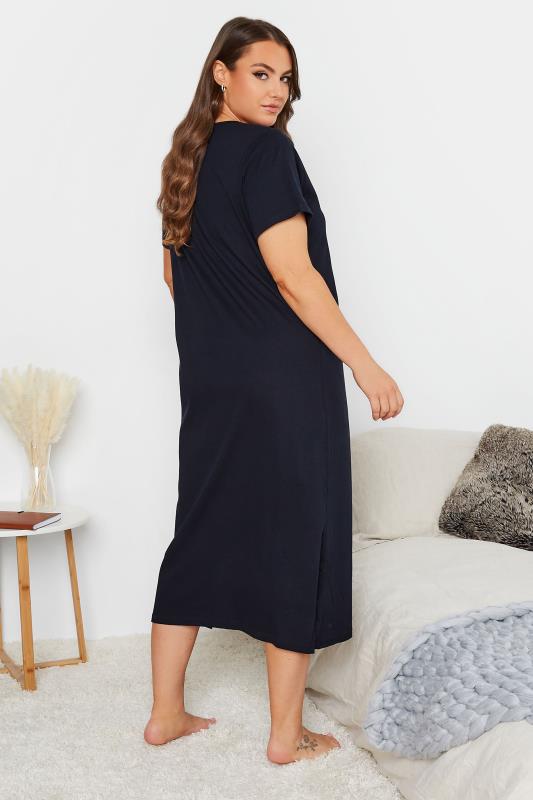 Curve Navy Blue Inspirational Slogan Midaxi Nightdress | Yours Clothing 3