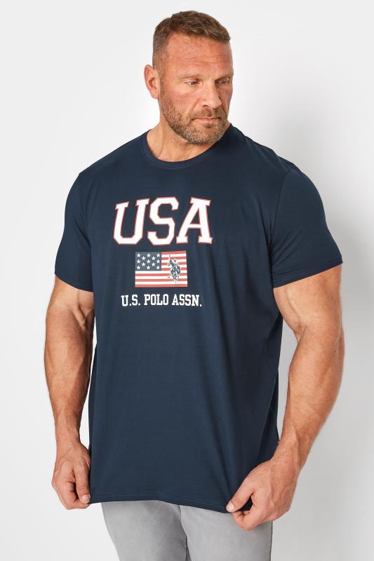  Grande Taille U.S. POLO ASSN. Big & Tall Navy Blue USA Print T-Shirt
