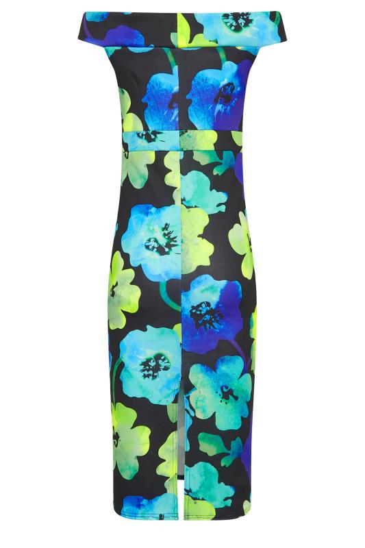LTS Tall Women's Black Floral Bardot Midi Dress | Long Tall Sally 7