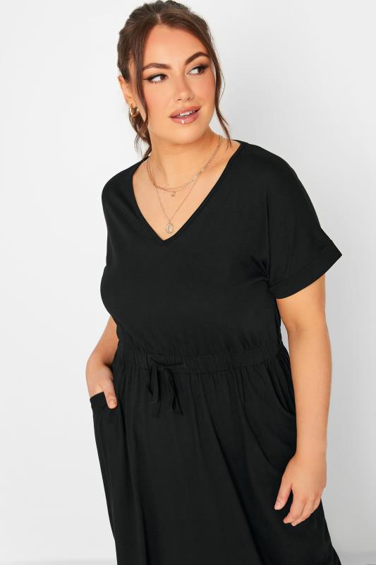 YOURS Plus Size Black Maxi T-Shirt Dress | Yours Clothing 5