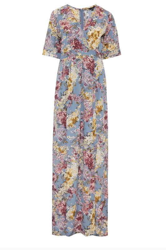 LTS Blue Floral Wrap Front Maxi Dress | Long Tall Sally 5