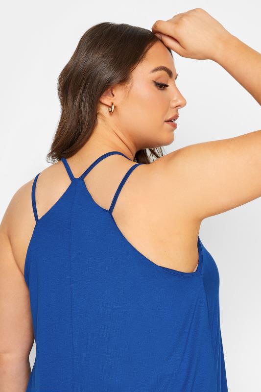 YOURS Plus Size Blue Embroidered Neck Vest Top | Yours Clothing 4