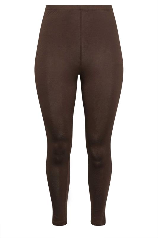 YOURS Plus Size Brown Stretch Leggings | Yours Clothing 4