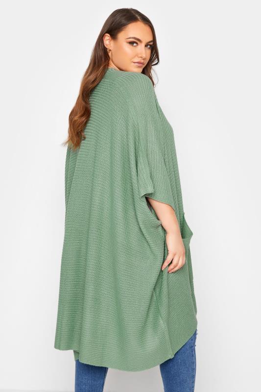 Plus Size Curve Green Waterfall Longline Cardigan | Yours Clothing 3
