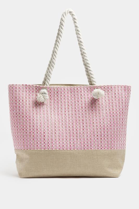  Bolso tote rosa con aspecto de tweed