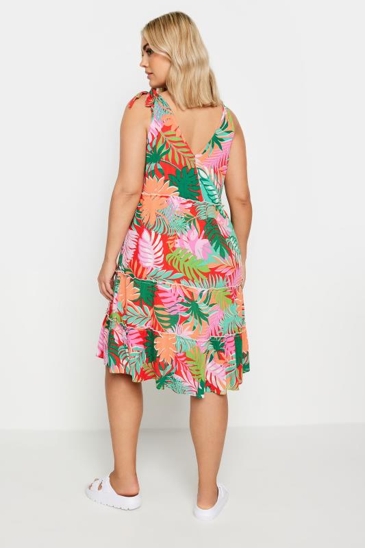 LIMITED COLLECTION Plus Size Red Tropical Print Tiered Midi Dress | Yours Clothing 4