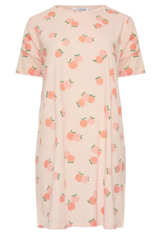 YOURS Curve Plus Size Light Pink Peach Print Nightdress | Yours Clothing  5