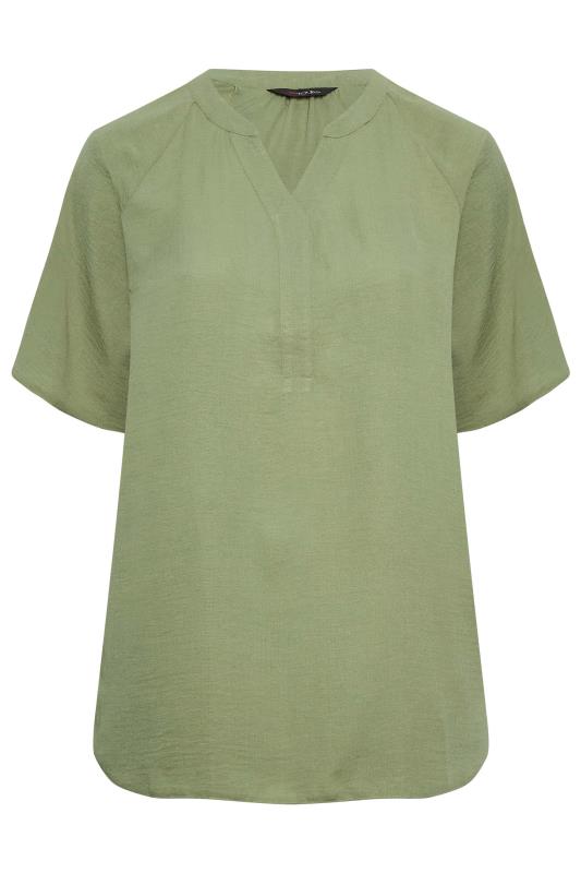 YOURS Plus Size Khaki Green V-Neck Blouse | Yours Clothing 6