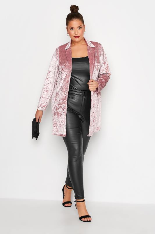 LIMITED COLLECTION Plus Size Pink Velvet Blazer | Yours Clothing  2