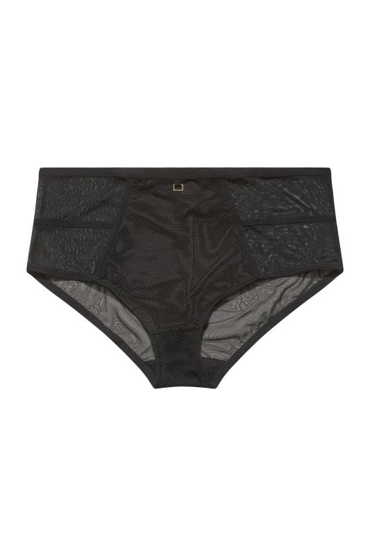 Plus Size Black Mesh Detail High Waisted Full Briefs | Yours Clothing  3