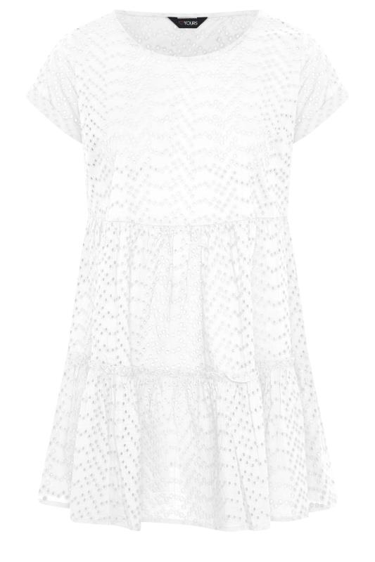 Curve White Broderie Anglaise Smock Tiered Tunic Top 5