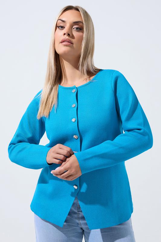  LIMITED COLLECTION Curve Cobalt Blue Compacted Knit Cardigan