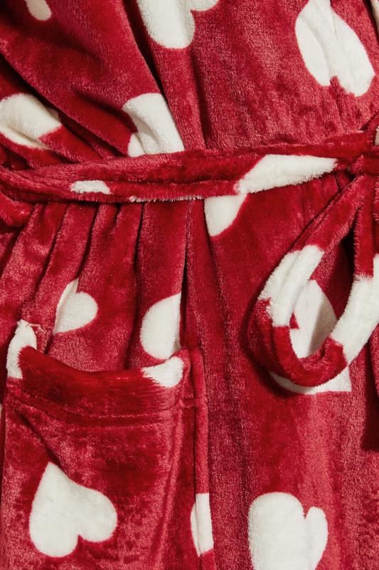 Curve Red Love Heart Dressing Gown | Yours Clothing 5
