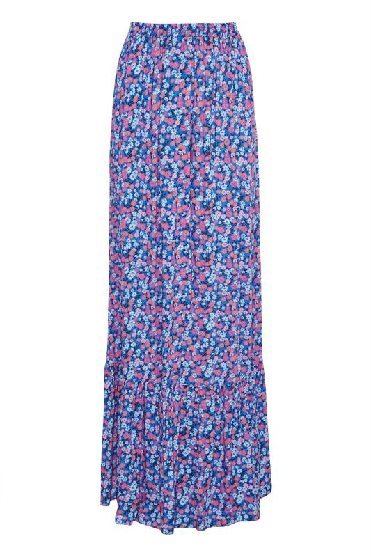 LTS Tall Bright Blue Ditsy Floral Maxi Skirt 3