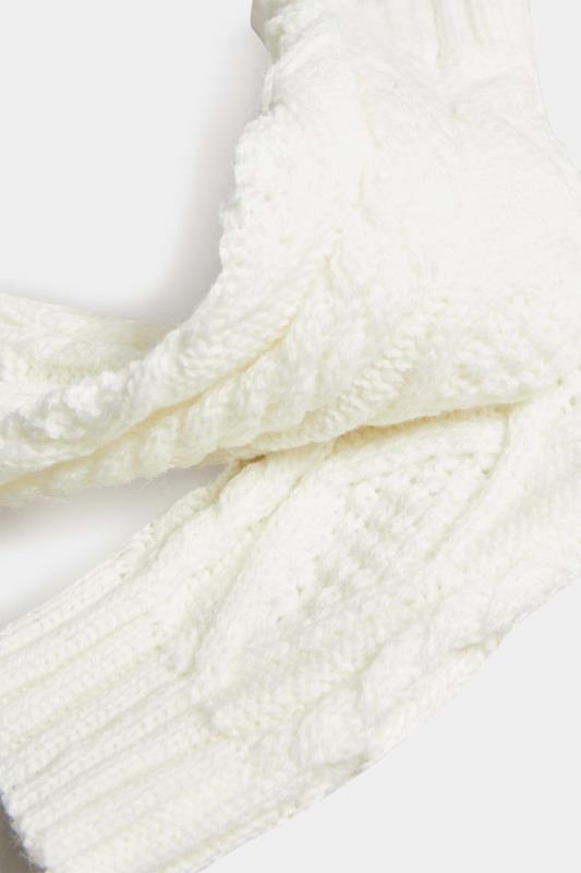 Cream Cable Knitted Hand Warmer Gloves | Yours Clothing 3