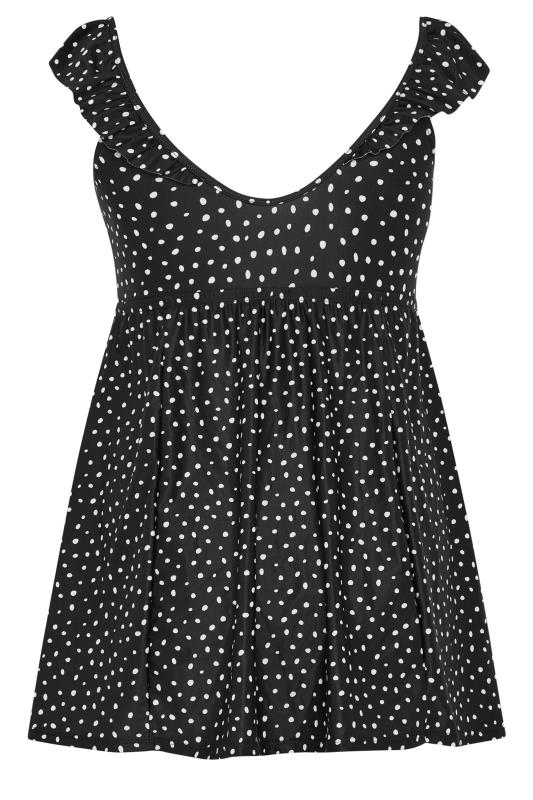 YOURS Plus Size Black Spot Print Frill Swimdress | Yours Clothing 4