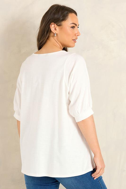 EVANS Plus Size Ivory White Short Sleeve Cotton Top | Evans 2