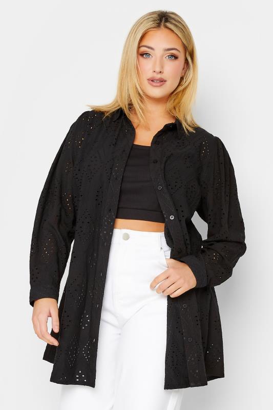 Plus Size  YOURS Curve Black Broderie Anglaise Shirt