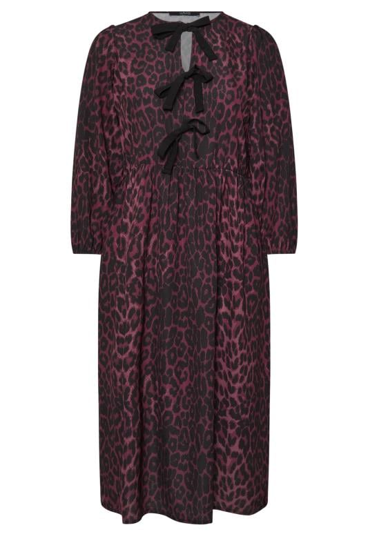 LIMITED COLLECTION Plus Size Burgundy Red Leopard Print Bow Dress | Yours Clothing  5