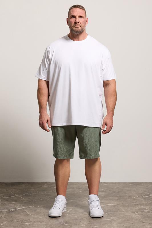JACK & JONES Big & Tall Vetiver Green Elasticated Waist Shorts | BadRhino 1
