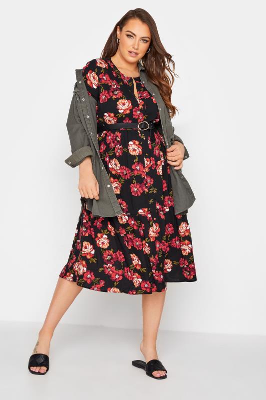 LIMITED COLLECTION Curve Black Floral Smock Tiered Shirt Dress_B.jpg