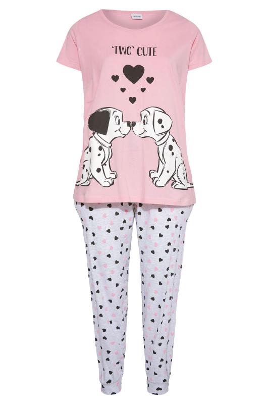 DISNEY Plus Size Pink Dalmatian Heart Print Pyjama Set | Yours Clothing 6