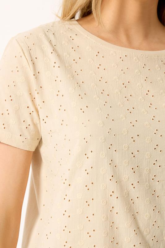 LTS Tall Women's Cream Broderie Anglaise Front T-Shirt | Long Tall Sally 4
