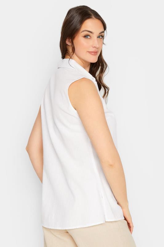 LTS Tall Women's White Sleeveless Linen Shirt | Long Tall Sally  3