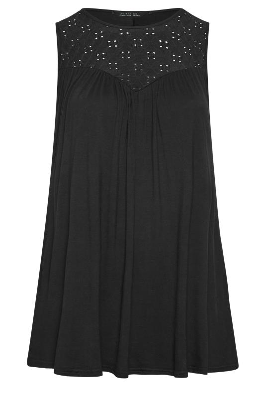 Plus Size  LIMITED COLLECTION Curve Black Broderie Anglaise Insert Vest Top