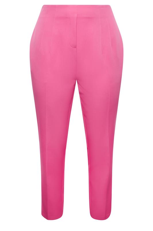 YOURS Plus Size Curve Bright Pink Darted Waist Tapered Trousers | Yours Clothing  5