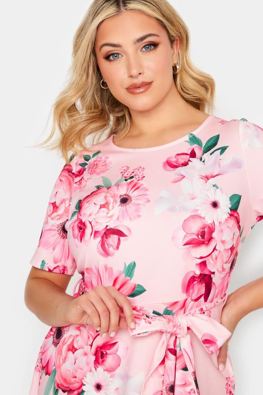 YOURS LONDON Plus Size Pink Floral Print Skater Dress | Yours Clothing 4