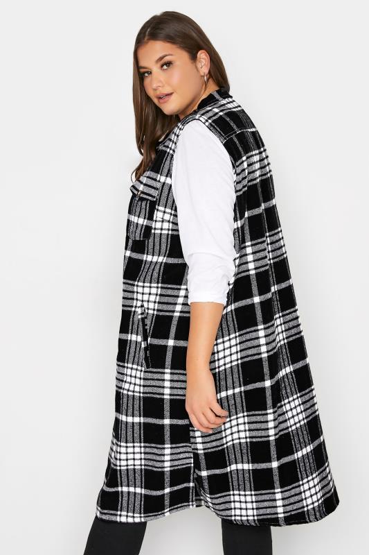 LIMITED COLLECTION Curve Black & White Checked Longline Sleeveless Shacket 3