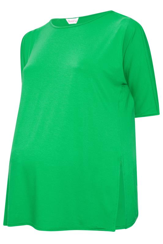 BUMP IT UP MATERNITY Plus Size Green Cold Shoulder Split Hem Top | Yours Clothing 6