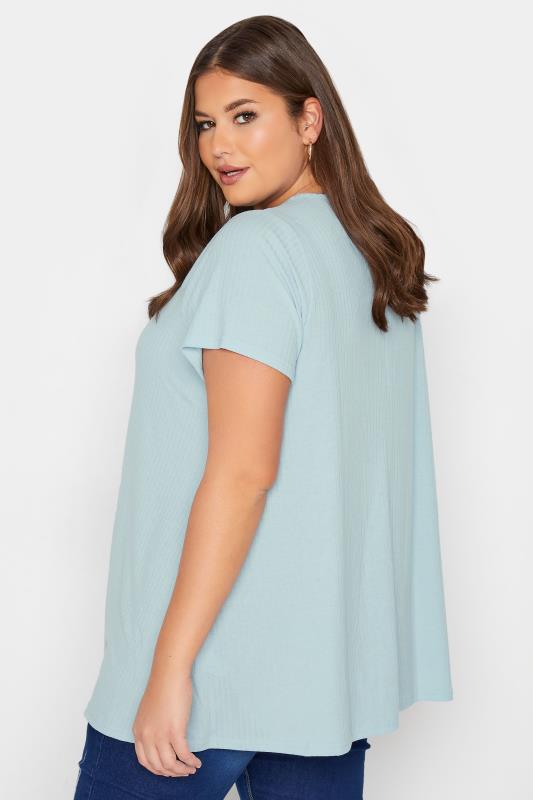 Curve Light Blue Ribbed Swing Top 3