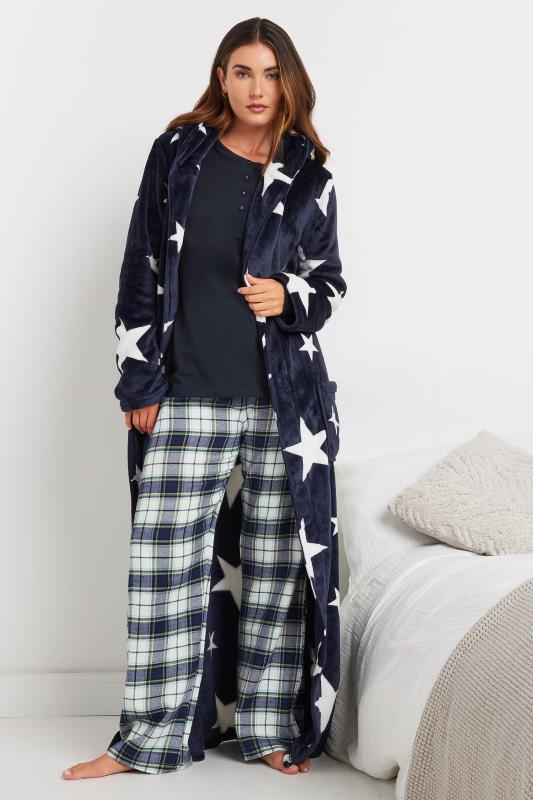 LTS Tall Navy Blue Woven Check Pyjama Bottoms | Long Tall Sally 2