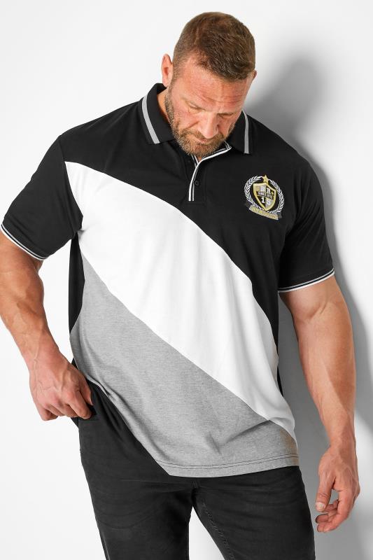 BadRhino Mens Big & Tall Black & White Stripe Polo Shirt | BadRhino 1