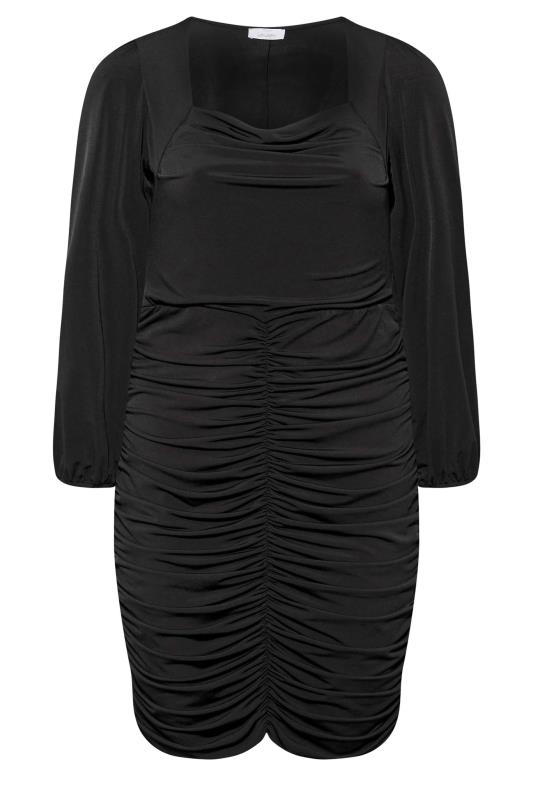 YOURS LONDON Curve Black Cowl Neck Ruched Bodycon Dress 6