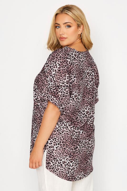 Plus Size Purple Leopard Print Pleat Front V-Neck Top | Yours Clothing 4