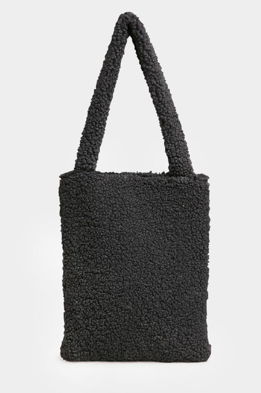 Black Shearling Teddy Tote Bag | Yours Clothing 2
