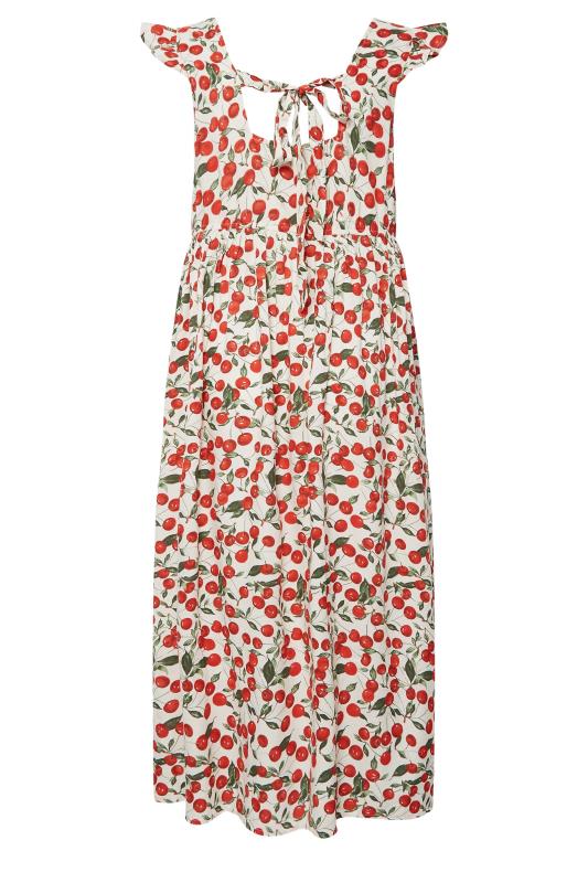 LIMITED COLLECTION Plus Size White Cherry Print Frill Maxi Dress | Yours Clothing 7