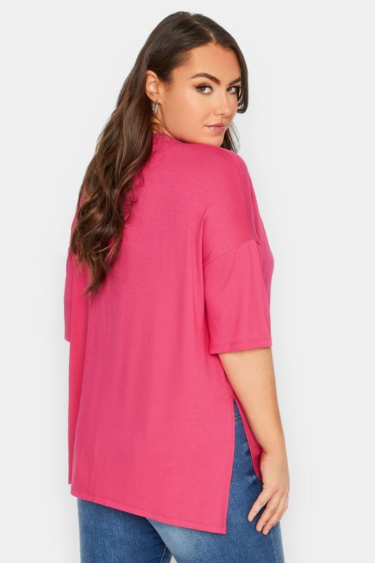 YOURS Plus Size Pink Lace Neck T-Shirt | Yours Clothing 3