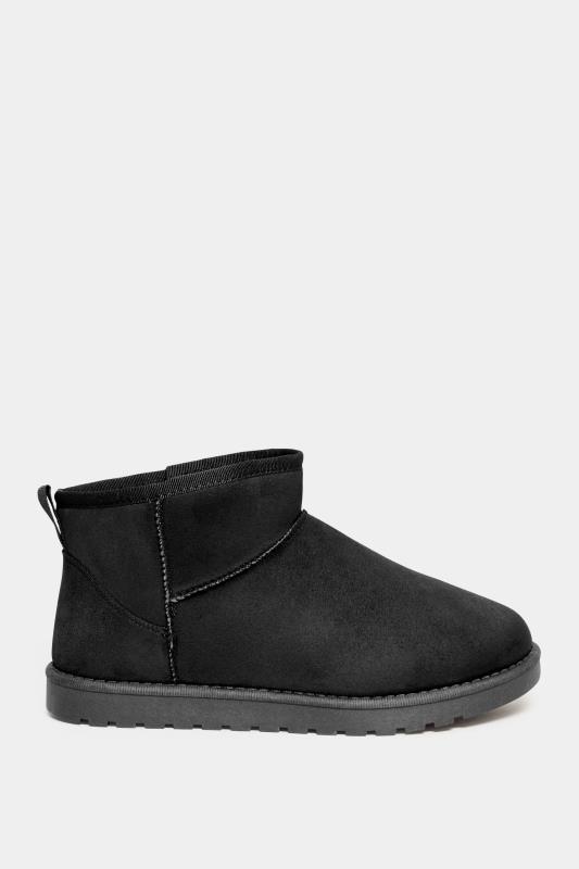 Black Faux Suede Faux Fur Lined Ankle Boots In Wide E Fit & Extra Wide EEE Fit | Yours Clothing 3